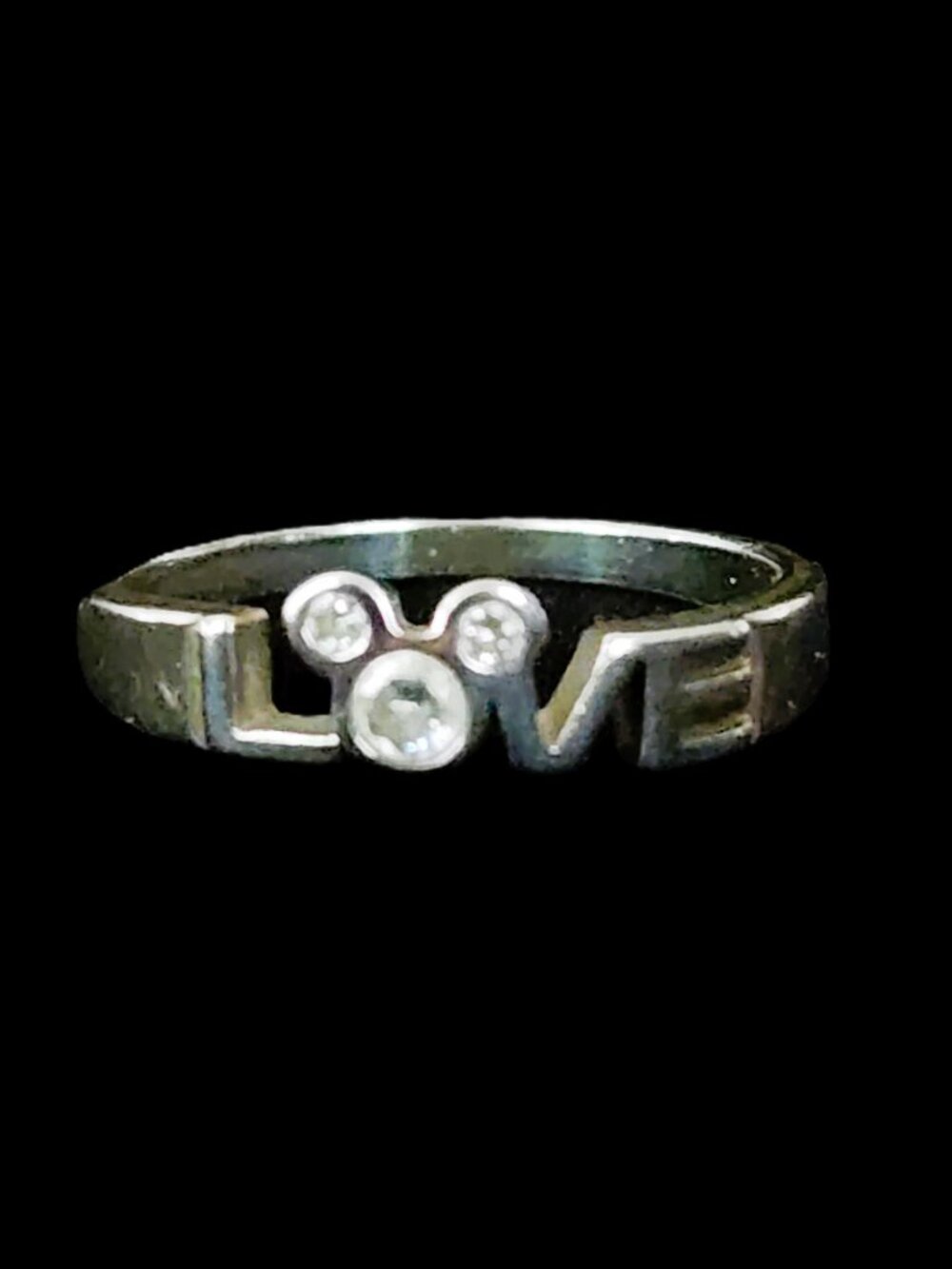 Vintage Sterling Silver 925 Disney Parks 2000 "LOVE" Mickey Icon Ring Size 8.5